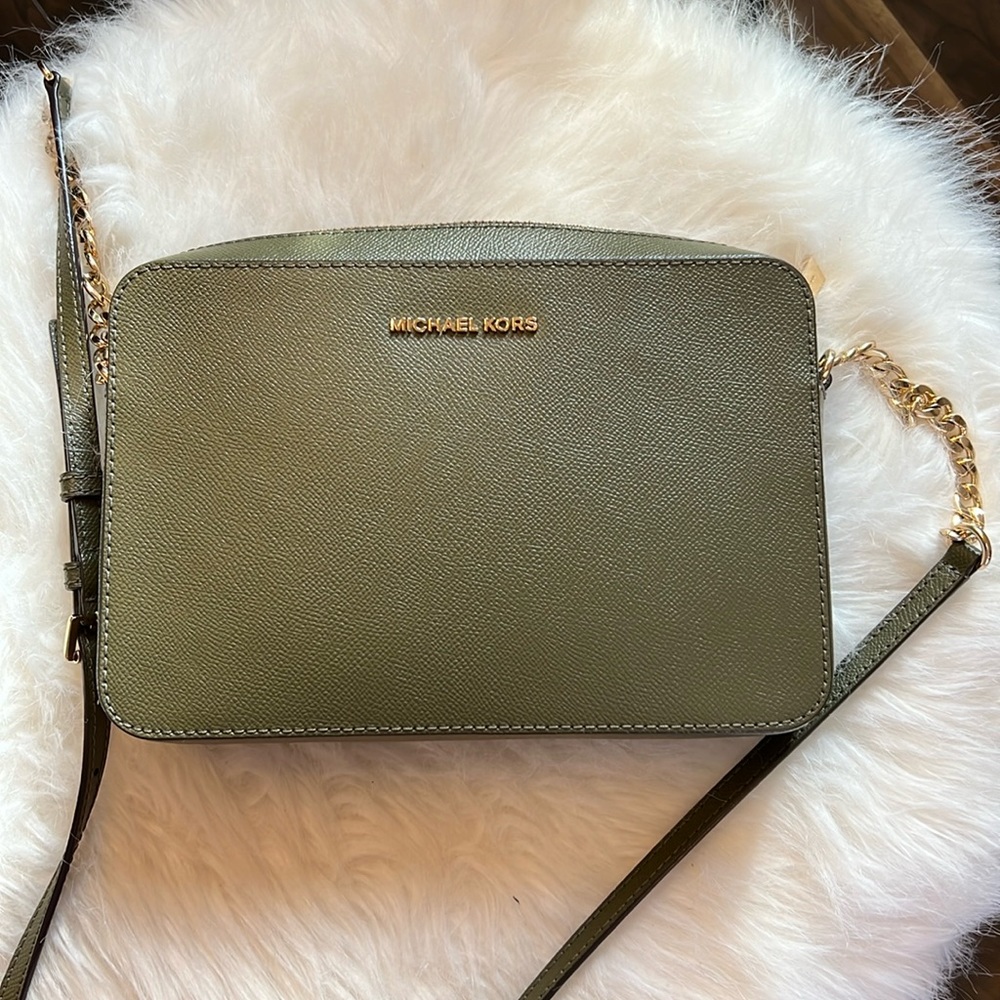 Michaels Kors Ginny Crossbody Bag Army Green Gold Ha… Gem